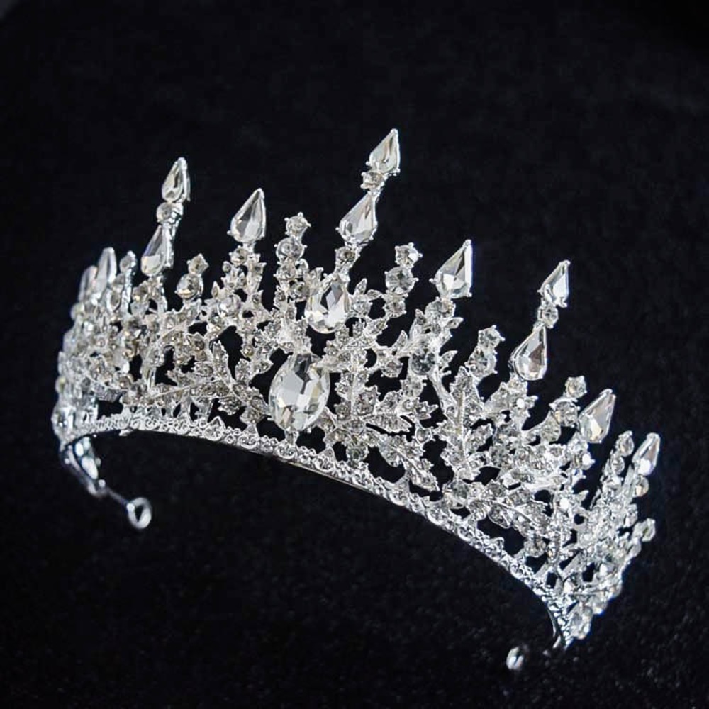 Silver crystal tiara wedding headpiece bridal shower tiara crown headban…